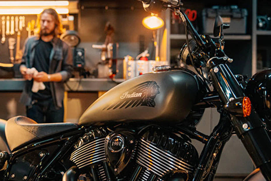 Indian Chief Bobber Dark Horse Fuel Tank View