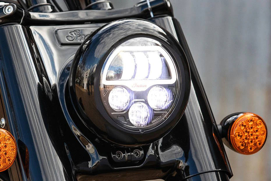 Indian Chief Bobber Dark Horse Headlight View