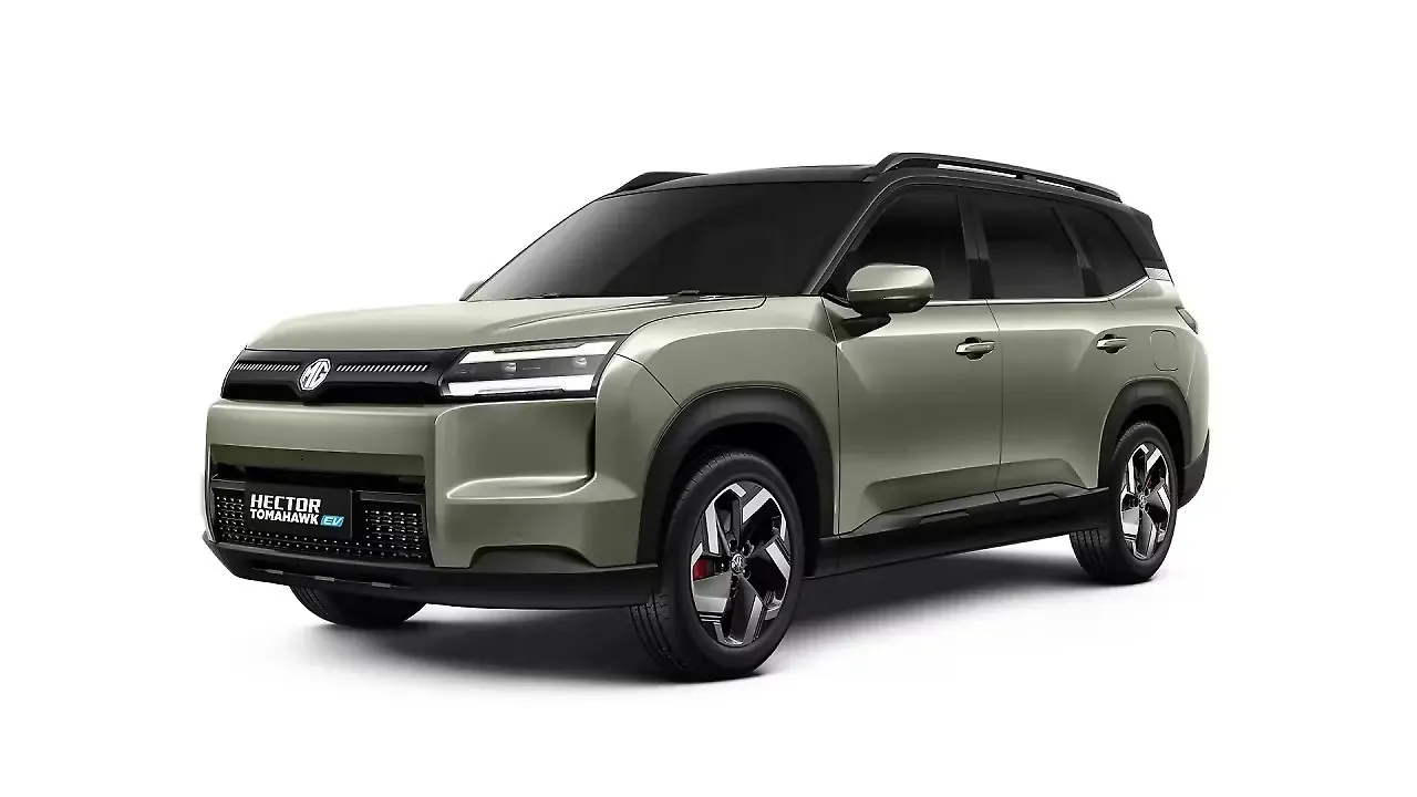 MG Hector Tomahawk EV Khaki Green With Mono Black Roof
